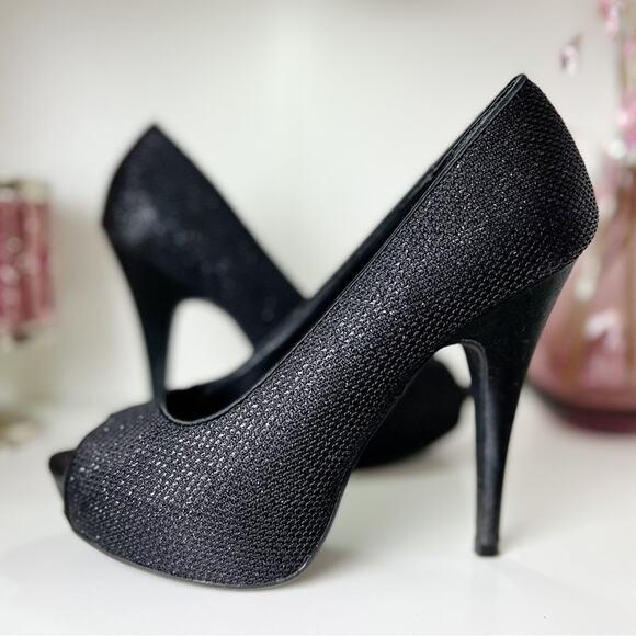 Chinese Laundry Black Sparkly Platform Heels Size 6.5 - Picture 2 of 11